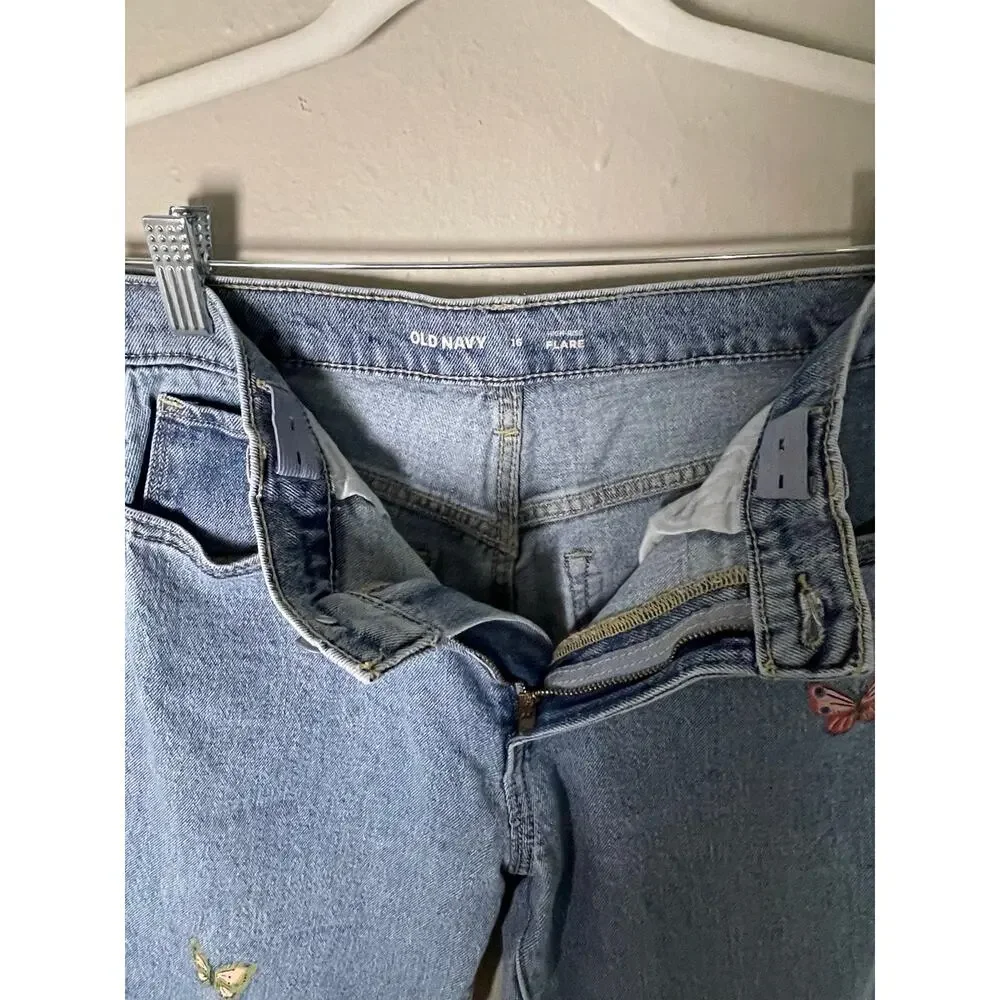 Girls Old Navy Light Wash Butterfly Jeans Sz 16